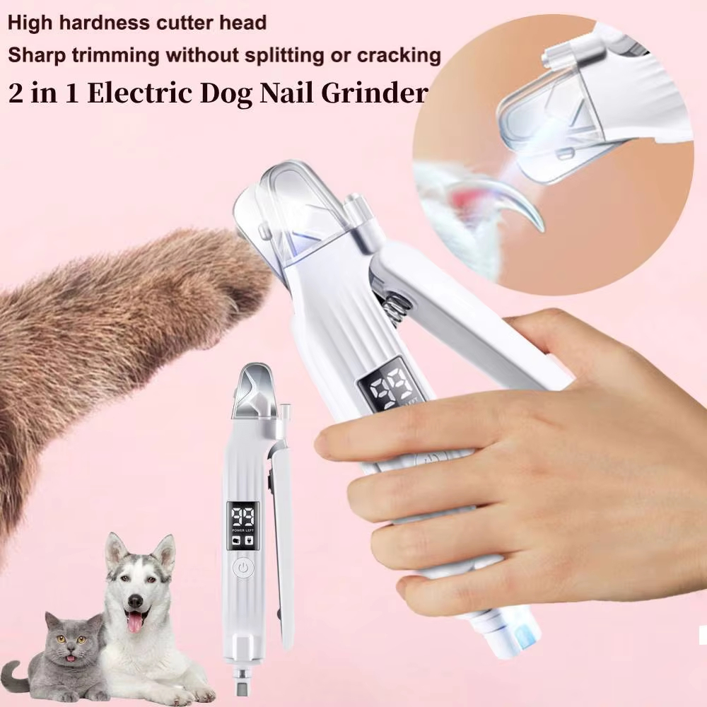 Pet Nail Grinder - เครื่องตัดเล็บสัตว์เลี้ยงไฟฟ้า 2 in 1 พร้อมไฟ LED