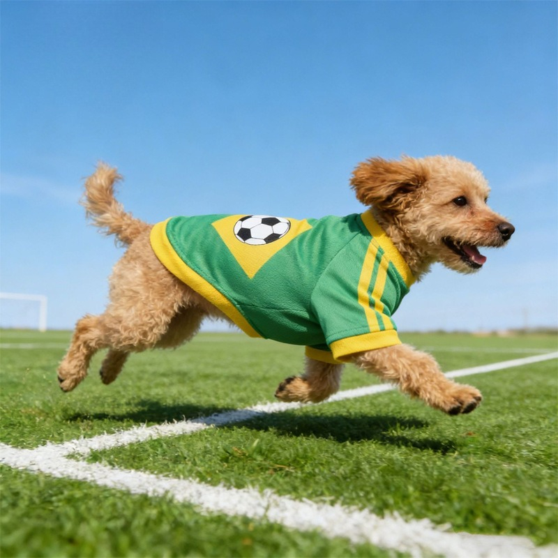 Pet Supplies Jersey - เสื้อผ้าสุนัขลายฟุตบอล ผ้าฝ้ายนุ่มระบายอากาศได้ดี เสื้อกีฬาสำหรับลูกสุนัข เสื้อผ้าสัตว์เลี้ยงน้ำหนักเบาสำหรับฤดูร้อน อุปกรณ์สำหรับสุนัข