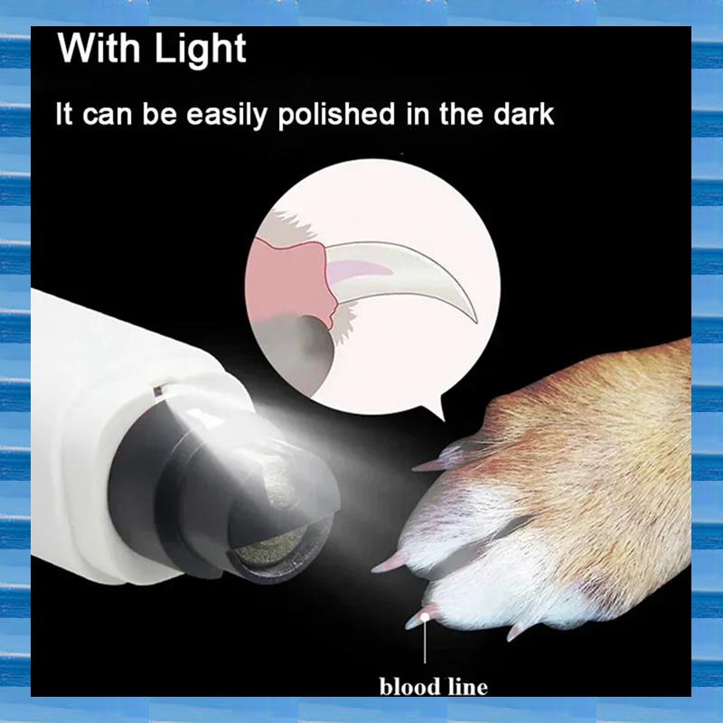 Pet Nail Grinder - กรรไกรตัดเล็บสุนัขไฟฟ้าสําหรับเครื่องบดเล็บสุนัขชาร์จ USB ชาร์จไฟ LED สัตว์เลี้ยง Quiet