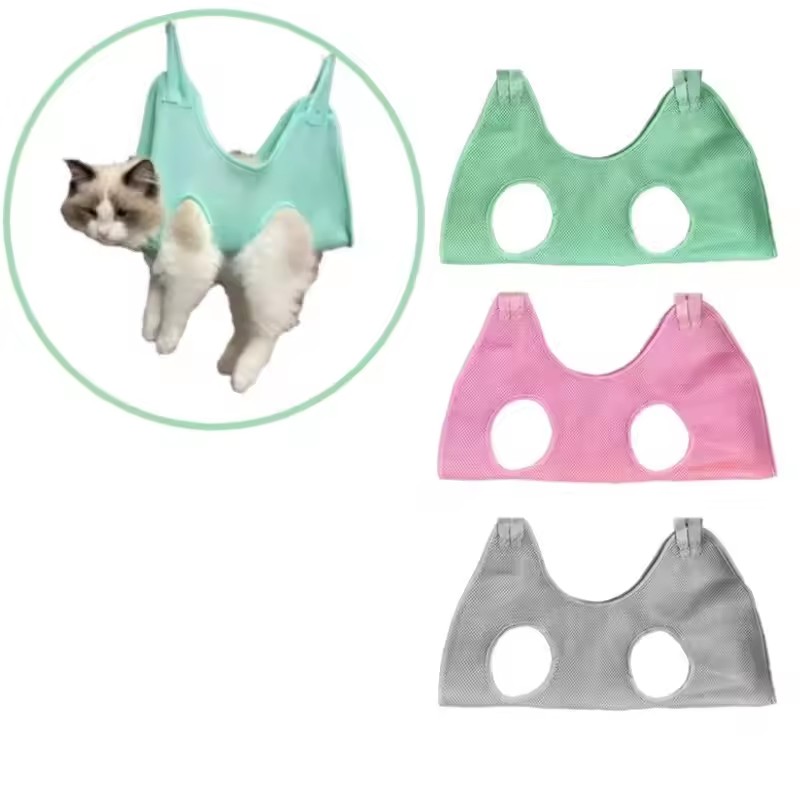 Pet Supplies Nail Trim - ถุงกั้นแมวสำหรับตัดเล็บ ป้องกันรอยขีดข่วน ป้องกันการกัด ใช้สำหรับอาบน้ำ ตัดแต่งขน ถุงรัดตัวแมว
