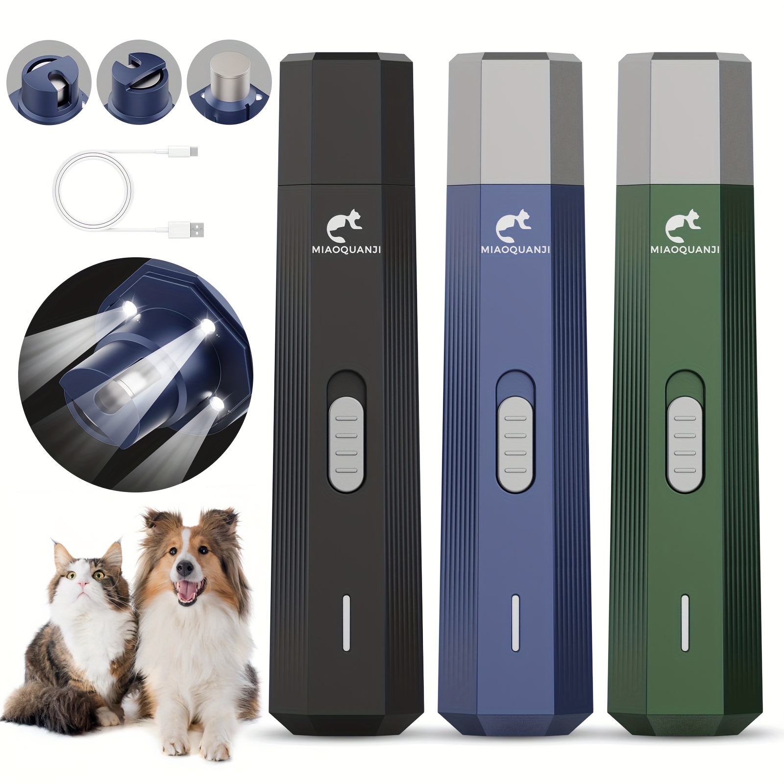 Pet Nail Grinder - เครื่องเจียรเล็บสุนัขแบบไฟฟ้า 2 ระดับความเร็ว ชาร์จไฟได้ เครื่องตัดเล็บสัตว์เลี้ยงแบบไม่เจ็บปวด สำหรับการดูแลและปรับแต่งเล็บสุนัขและแมว