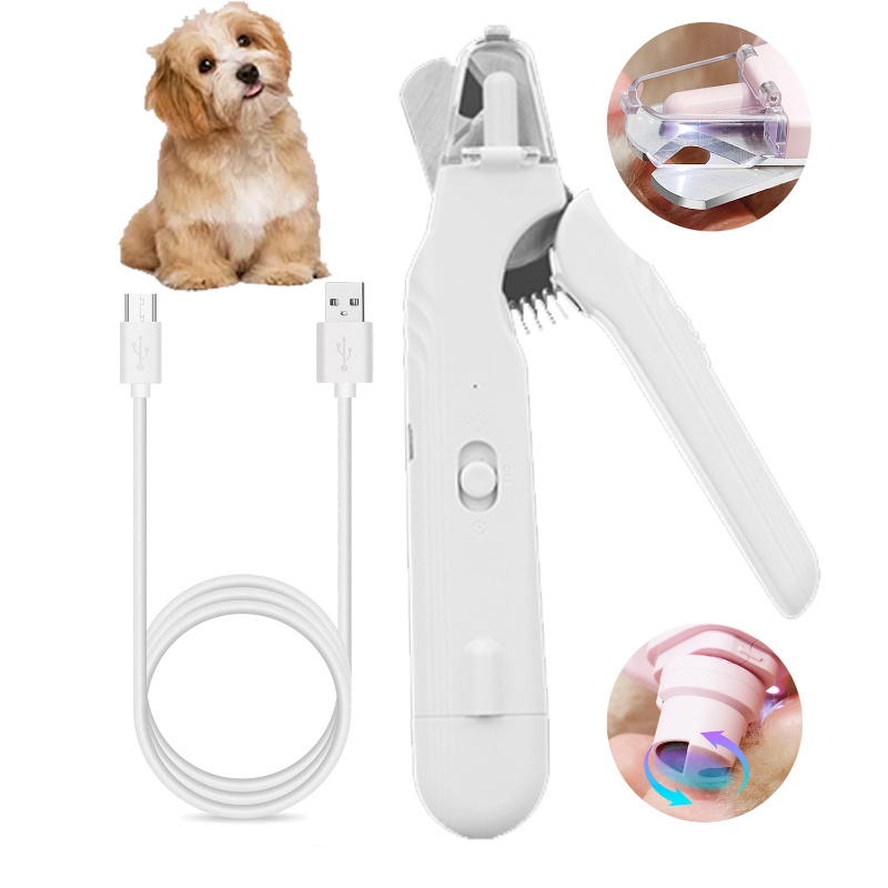 Pet Nail Grinder - กรรไกรตัดเล็บสัตว์เลี้ยง 2-in-1 ป้องกันเลือดกระเด็น พร้อมไฟ LED ล็อคเพื่อความปลอดภัย