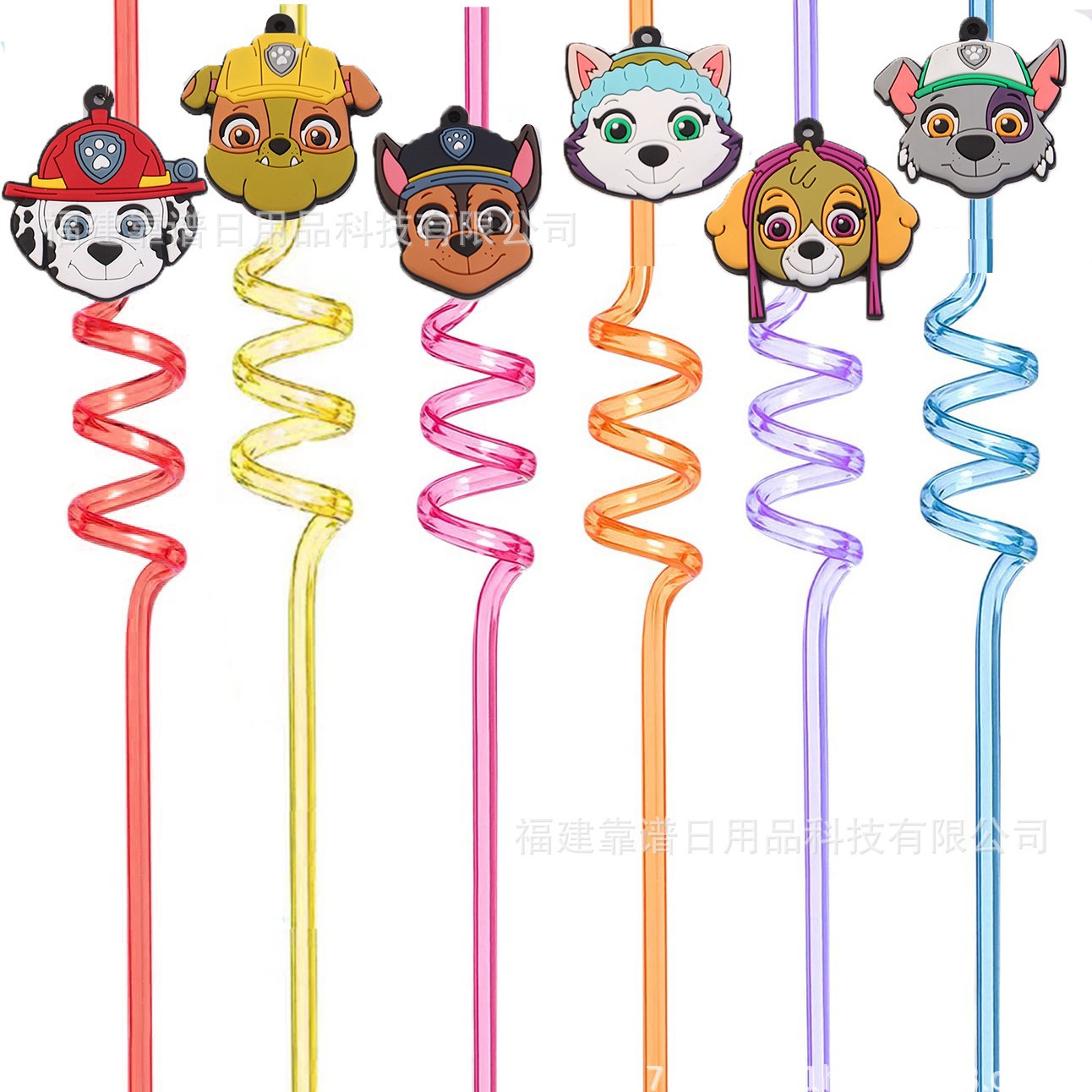 Pet Supplies Delivery - หลอดดูดการ์ตูนพาวพาโทรล วัสดุสำหรับสัตว์เลี้ยงเกรดอาหาร ยางนิ่ม อุปกรณ์เสริม หลอดเกลียว รูปทรงสร้างสรรค์